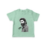 Monochrome Bearded Portrait Graphic T-Shirt - MINT GREEN - 0-5 Months Old (Chest 17")