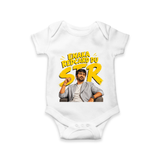 Yellow Fan Art Portrait Graphic Romper - WHITE - New Born (Chest 14")