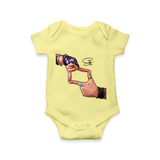 Signature Hand Gesture Printed Romper - PASTEL YELLOW - New Born (Chest 14")