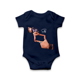 Signature Hand Gesture Printed Romper - NAVY BLUE - New Born (Chest 14")
