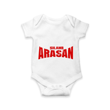 Bold Red Action Typography Romper - WHITE - New Born (Chest 14")