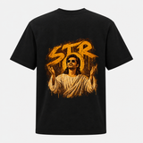 Vintage Sepia Portrait Graphic Backside Print Adult T-Shirt