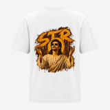 Vintage Sepia Portrait Graphic Backside Print Adult T-Shirt