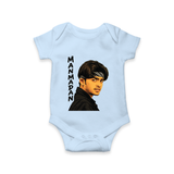 Stylish Bandana Portrait Graphic Romper - BABY BLUE - New Born (Chest 14")