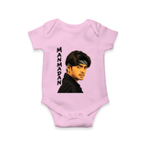Stylish Bandana Portrait Graphic Romper - BABY PINK - New Born (Chest 14")