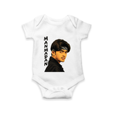 Stylish Bandana Portrait Graphic Romper - WHITE - New Born (Chest 14")