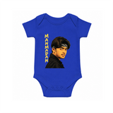 Stylish Bandana Portrait Graphic Romper - COBALT BLUE - New Born (Chest 14")