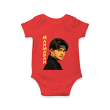 Stylish Bandana Portrait Graphic Romper - RED - New Born (Chest 14")