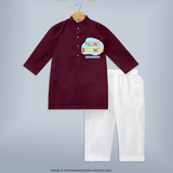 Delight in summer blooms with our "Aloha Summer" Customized Kids Kurta set - MAROON - 0 - 6 Months Old (Chest 22", Waist 18", Pant Length 16")