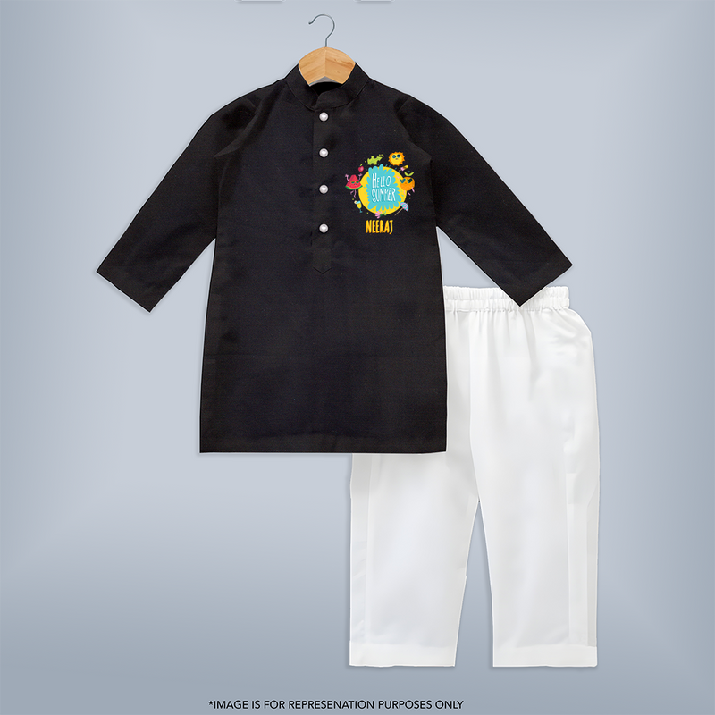 Sparkle like the sun in our "Hello Summer" Customized Kids Kurta set - BLACK - 0 - 6 Months Old (Chest 22", Waist 18", Pant Length 16")