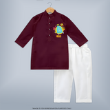Sparkle like the sun in our "Hello Summer" Customized Kids Kurta set - MAROON - 0 - 6 Months Old (Chest 22", Waist 18", Pant Length 16")