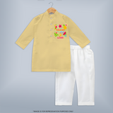 Surf the waves in our "Summer Vibes" Customized Kids Kurta set - YELLOW - 0 - 6 Months Old (Chest 22", Waist 18", Pant Length 16")