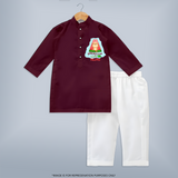 Float away on clouds of joy with our "Vacation Mode On" Customized Kids Kurta set - MAROON - 0 - 6 Months Old (Chest 22", Waist 18", Pant Length 16")