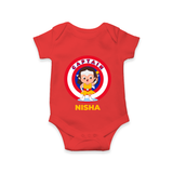 BabyÕs First Captain America Romper | Personalized Superhero Romper - RED - New Born (Chest 14")