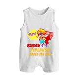Superboy Baby Romper Suit / Sleeveless Romper | Personalized Romper Suit / Sleeveless Romper for Little Champions - WHITE - 0 - 5 Months Old (Chest 18")