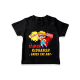 Superboy Baby T-Shirt | Personalized T-Shirt for Little Champions - BLACK - 0-5 Months Old (Chest 17")
