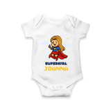 Supergirl in Training Romper | Personalized Romper for Baby Heroes - WHITE - New Born (Chest 14")