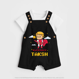 Mini Superboy Dungaree Set | Custom Dungaree Set for Future Superheroes - BLACK - 0 - 5 Months Old (Chest 18")