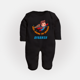 Superboy Adventure Sleep Suit / Full Sleeve Bodysuit | Personalized Sleep Suit / Full Sleeve Bodysuit for Future Superstars - BLACK - New Born (Chest 7.5")