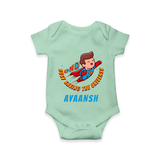 Superboy Adventure Romper | Personalized Romper for Future Superstars - MINT GREEN - New Born (Chest 14")