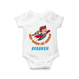 Superboy Adventure Romper | Personalized Romper for Future Superstars - WHITE - New Born (Chest 14")