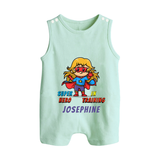 Future Supergirl Romper Suit / Sleeveless Romper | Personalized Baby Romper Suit / Sleeveless Romper for Little Superheroes - MINT GREEN - 0 - 5 Months Old (Chest 18")