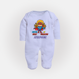 Future Supergirl Sleep Suit / Full Sleeve Bodysuit | Personalized Baby Sleep Suit / Full Sleeve Bodysuit for Little Superheroes - BABY BLUE - New Born (Chest 7.5")