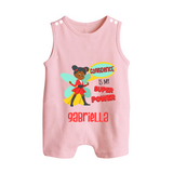 Mini Superhero Boy Romper Suit / Sleeveless Romper | Custom Name Romper Suit / Sleeveless Romper for Future Superboys - BABY PINK - 0 - 5 Months Old (Chest 18")