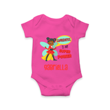 Mini Superhero Boy Romper | Custom Name Romper for Future Superboys - HOT PINK - New Born (Chest 14")