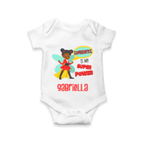 Mini Superhero Boy Romper | Custom Name Romper for Future Superboys - WHITE - New Born (Chest 14")