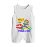 Superboy Power Romper Suit / Sleeveless Romper | Personalized Romper Suit / Sleeveless Romper for Baby Superheroes - WHITE - 0 - 5 Months Old (Chest 18")