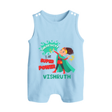 Superboy Adventure Romper Suit / Sleeveless Romper | Customized Baby Romper Suit for Little Superheroes - BABY BLUE - 0 - 5 Months Old (Chest 18")