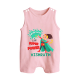 Superboy Adventure Romper Suit / Sleeveless Romper | Customized Baby Romper Suit for Little Superheroes - BABY PINK - 0 - 5 Months Old (Chest 18")