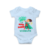 Superboy Adventure Romper | Customized Baby Romper for Little Superheroes - BABY BLUE - New Born (Chest 14")