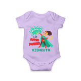 Superboy Adventure Romper | Customized Baby Romper for Little Superheroes - LILAC - New Born (Chest 14")
