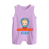 Warning Label | Personalized Baby Romper Suit / Sleeveless Romper for Little Heroes - LILAC - 0 - 5 Months Old (Chest 18")