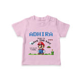 Little Mario T-Shirt | Personalized Baby T-Shirt for Little Game Heroes - BABY PINK - 0-5 Months Old (Chest 17")