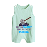 Little Thor Romper Suit / Sleeveless Romper | Personalized Baby Romper Suit / Sleeveless Romper for Little Gods of Thunder - MINT GREEN - 0 - 5 Months Old (Chest 18")