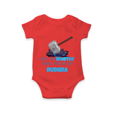 Little Thor Romper | Personalized Baby Romper for Little Gods of Thunder - RED - New Born (Chest 14")