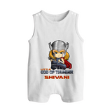 Little God of Thunder Romper Suit / Sleeveless Romper | Personalized Romper Suit / Sleeveless Romper for Little Thunder Gods - WHITE - 0 - 5 Months Old (Chest 18")