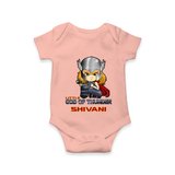 Little God of Thunder Romper | Personalized Romper for Little Thunder Gods - PEACH - New Born (Chest 14")