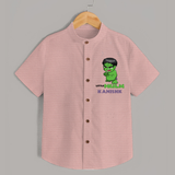 Little Hulk Hero Shirt | Custom Shirt for Baby Hulk Fans - PEACH - 0 - 6 Months Old (Chest 23")