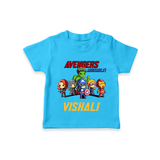 Little Avengers Assemble T-Shirt | Personalized Baby T-Shirt for Future Heroes - SKY BLUE - 0-5 Months Old (Chest 17")
