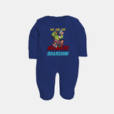 Little Avengers Leader Sleep Suit / Full Sleeve Bodysuit | Custom Baby Sleep Suit / Full Sleeve Bodysuit for Little Heroes - NAVY BLUE - New Born (Chest 7.5")