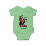 Avengers Team Romper | Custom Name Romper for Aspiring Avengers - GREEN - New Born (Chest 14")