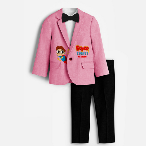 Eighth Year Super Boy Themed Customized Knitted Blazer With Name For Kids
