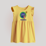 Vel Vel Murugan – Name Personalised Kids Baby Frock - PASTEL YELLOW - 0 - 3 Months Old (Chest 17")