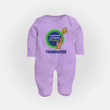 Vel Vel Murugan – Name Personalised Kids Fullbody Suit - LILAC - New Born (Chest 7.5")