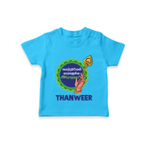 Vel Vel Murugan – Name Personalised Kids T-Shirt - SKY BLUE - 0-5 Months Old (Chest 17")