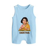 Palani Murugan Baby Blessings – Personalised Kids Romper Suit - BABY BLUE - 0 - 5 Months Old (Chest 18")